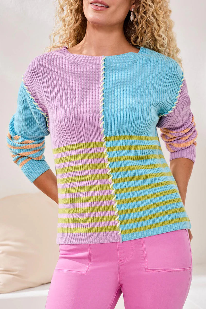 Multi Stripe Boatneck Sweater