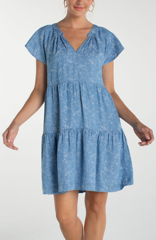 Tiered Flutter Sleeve Dress