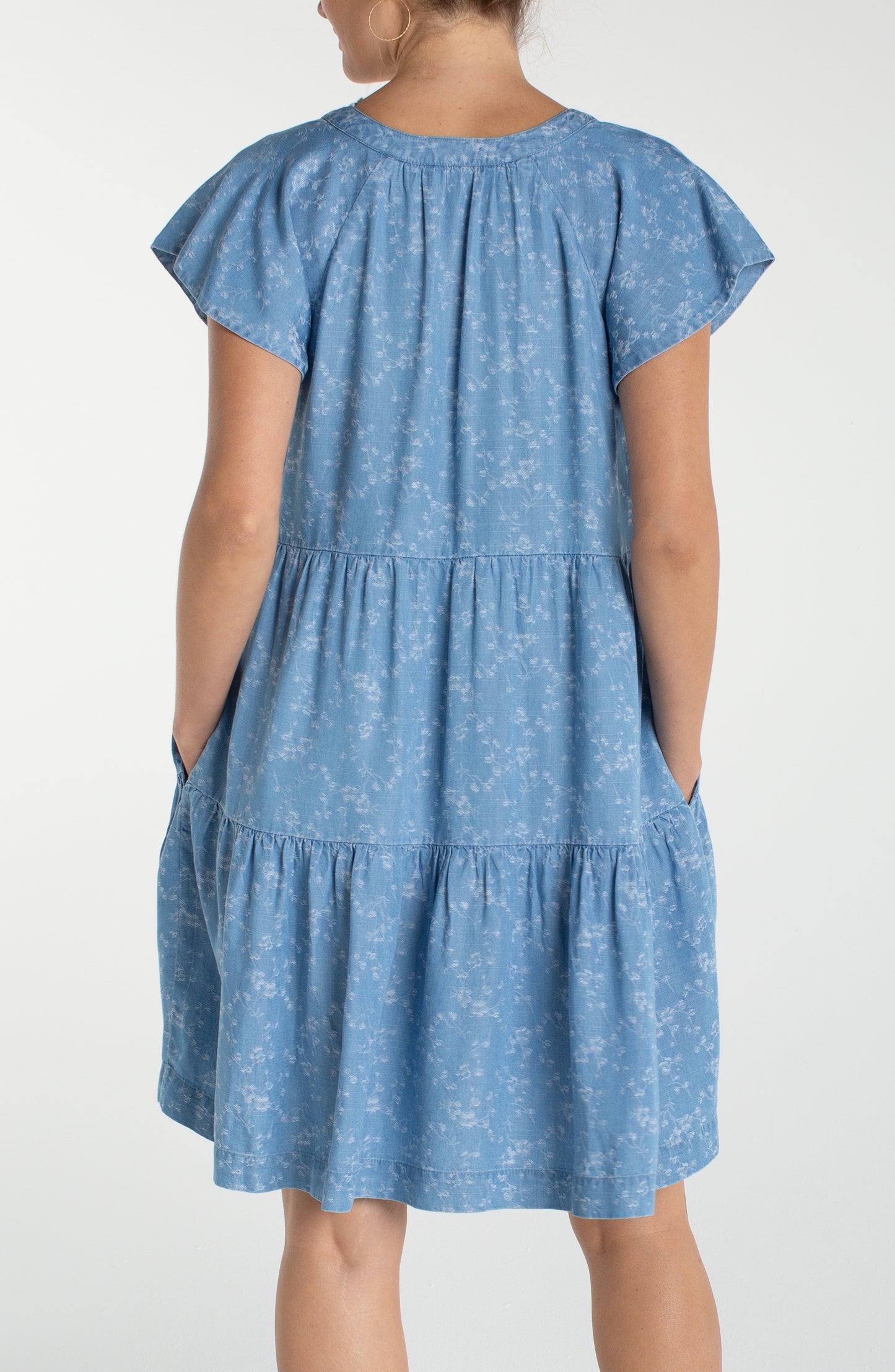 Tiered Flutter Sleeve Dress
