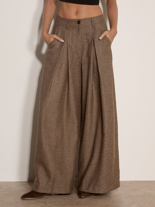 Inverted Pleated Wide Tailored Trousers