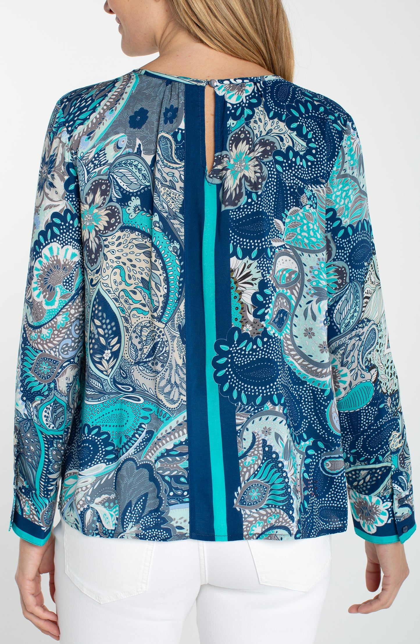 Long Sleeve Top with Keyhole Neckline