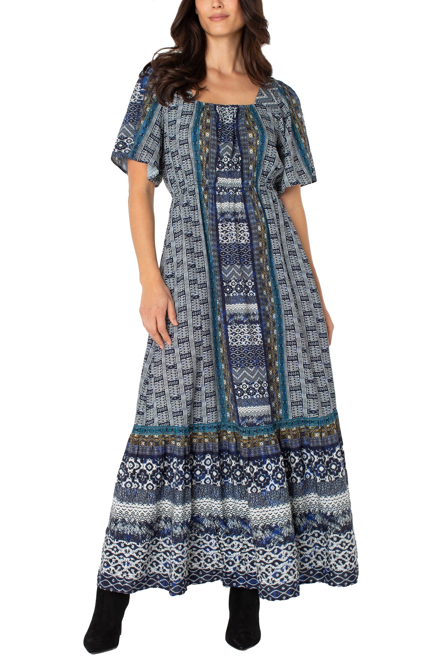 Elbow Sleeve Maxi Dress