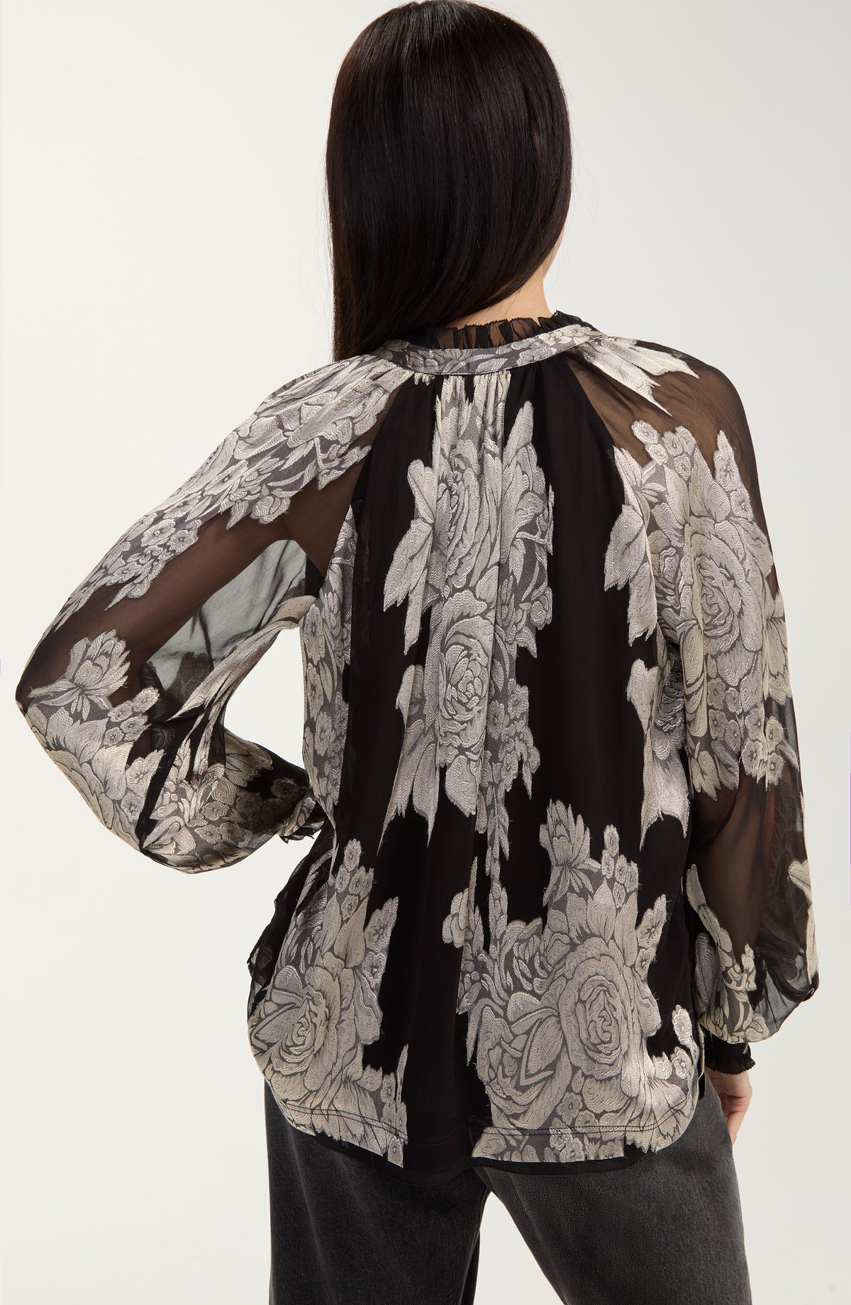 Long Sleeve Woven Top with Ties