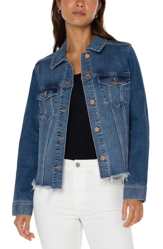Trucker Jacket with Fray Hem