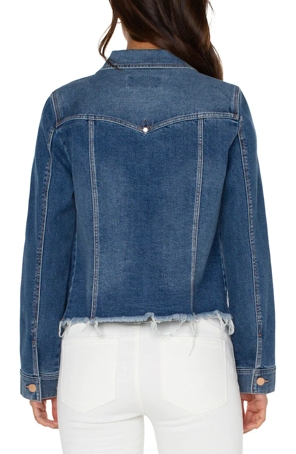 Trucker Jacket with Fray Hem
