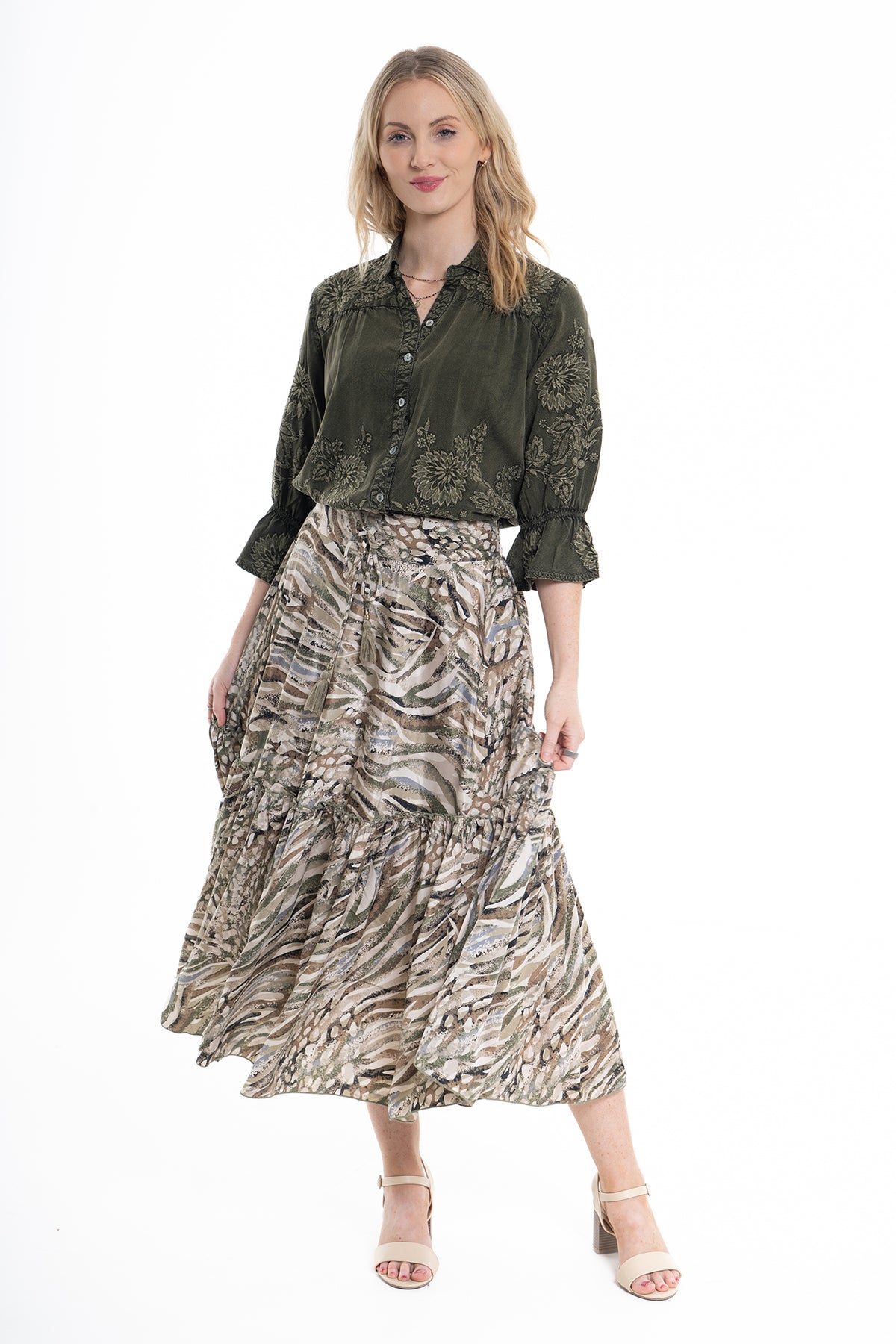 Maeve Frill Maxi Skirt