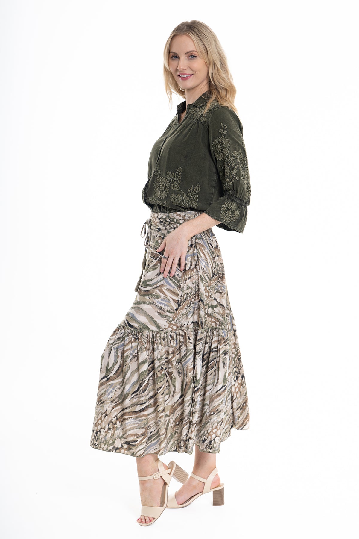 Maeve Frill Maxi Skirt