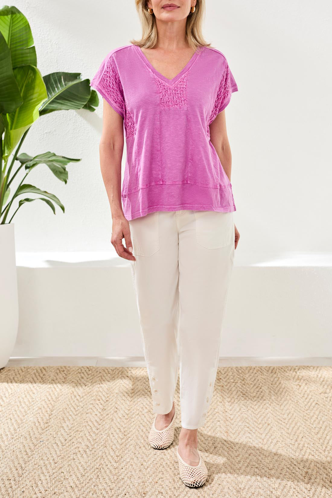 Cap Sleeve V-Neck Top