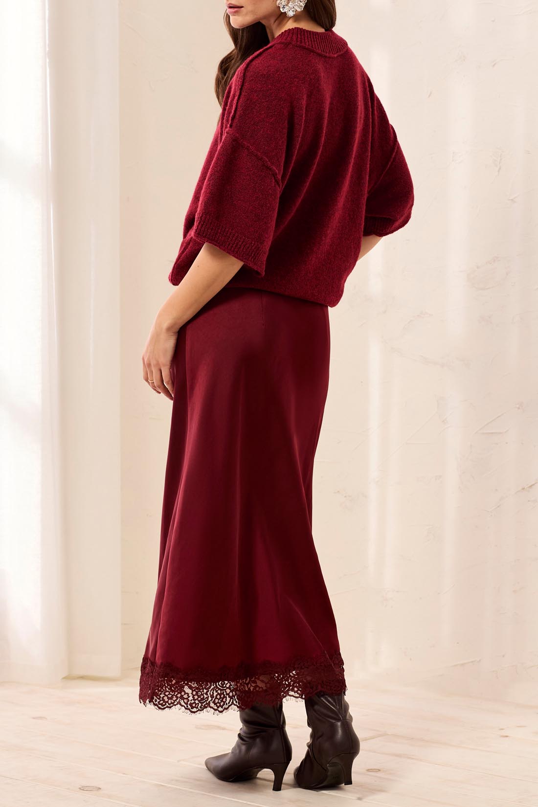 Satin Skirt Lace Hem