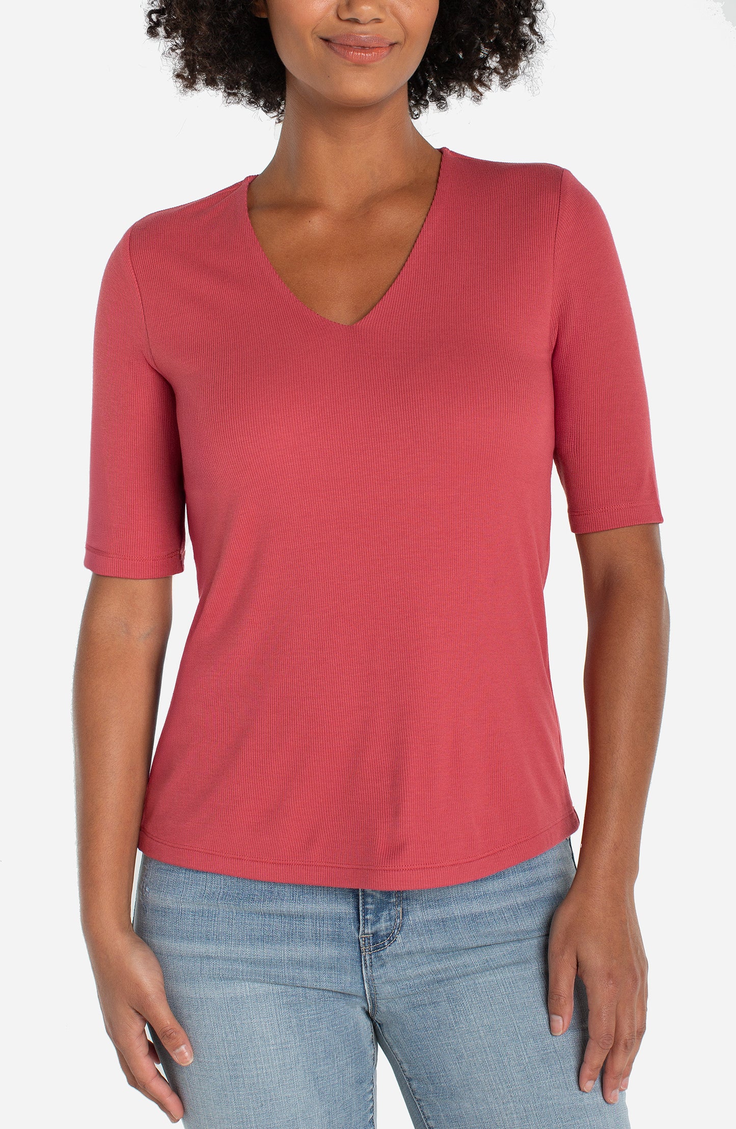 Double Layer V Neck Rib Top