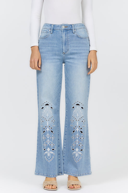Fiona Wide Leg with Embroiderey