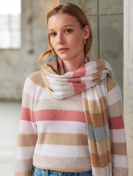 Waffle Cashmere Stripe Sweatshirt