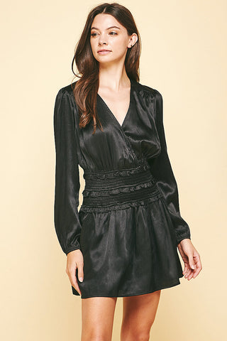 Satin Surplice Mini Dress