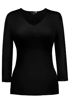 3/4 Sleeve Vneck - Black