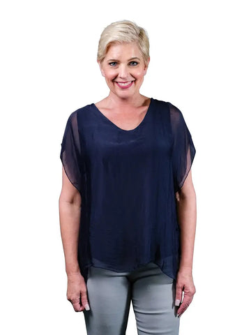 Alyssa Silk Flutter Sleeve Top