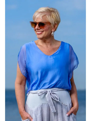 Alyssa Silk Flutter Sleeve Top
