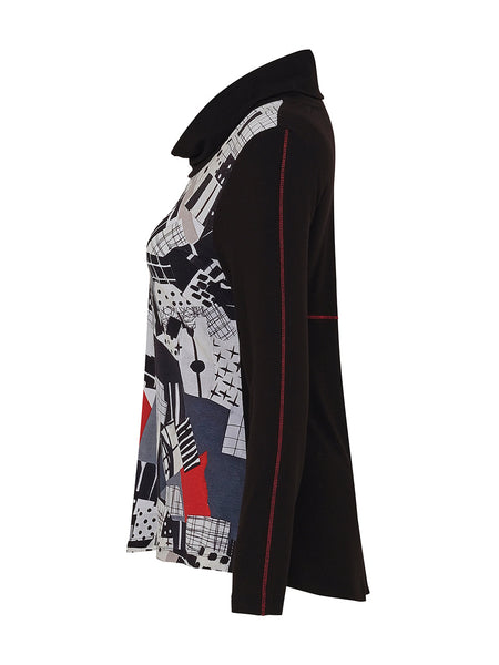 Print Cowl Neck Top