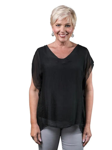 Alyssa Silk Flutter Sleeve Top