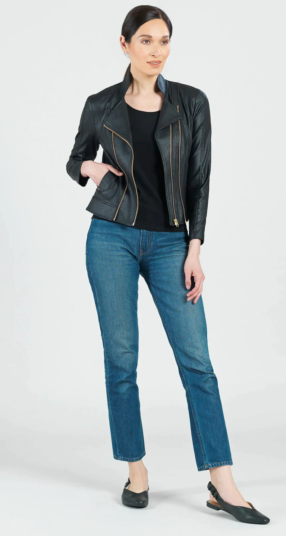 Liquid Leather Double Zip Jacket
