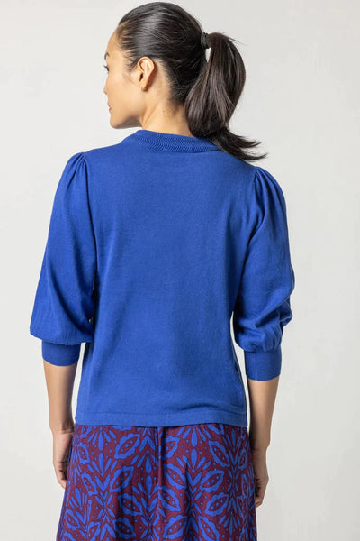 Rib Trim Puff Sleeve Sweater