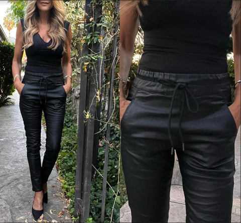Shely Black Vegan Leather Pant