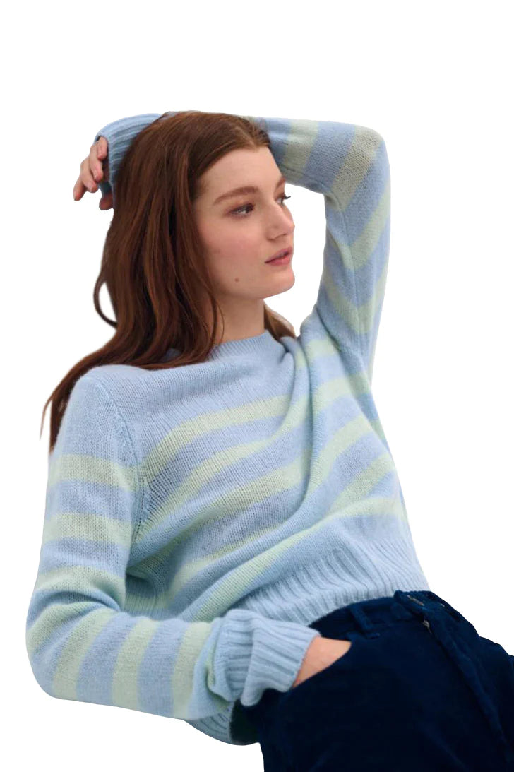 Featherweight Cashmere Striped Crewneck Sweater