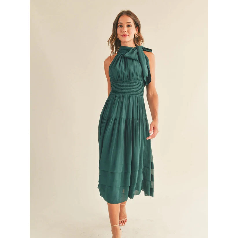 Aurora High Neck Chiffon Maxi Dress