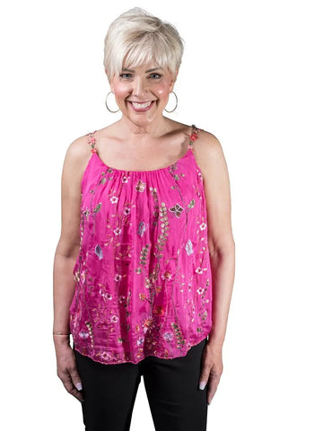 Maria Silk Embroidered Garden Cami