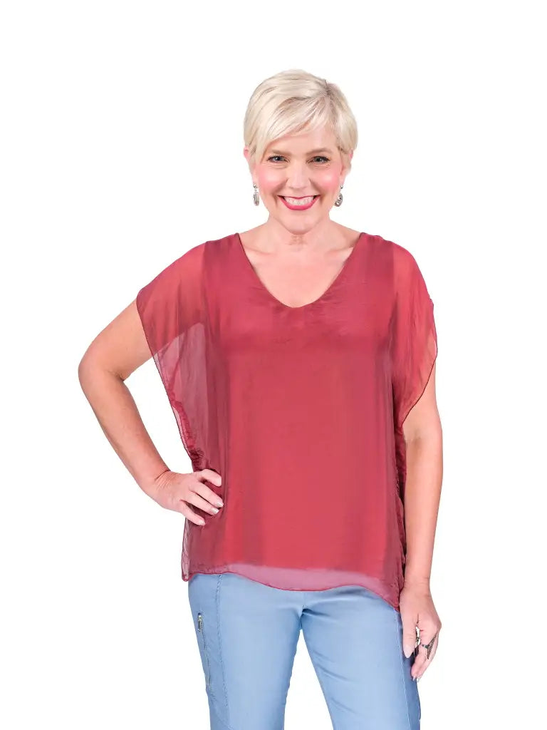 Alyssa Silk Flutter Sleeve Top