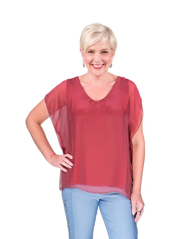 Alyssa Silk Flutter Sleeve Top