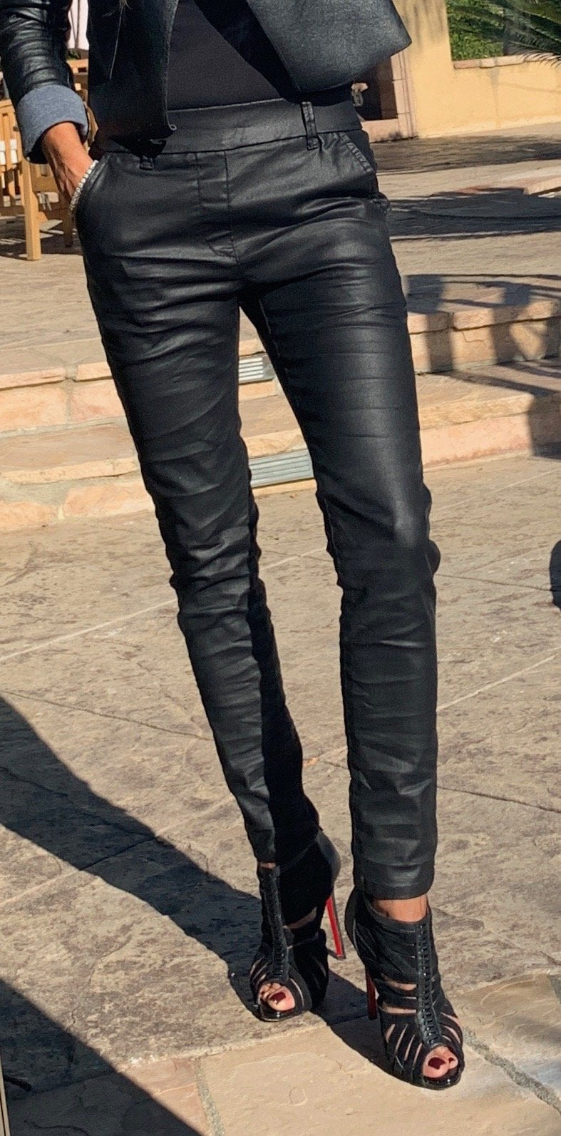 Dafna Black Vegan Leather Pant