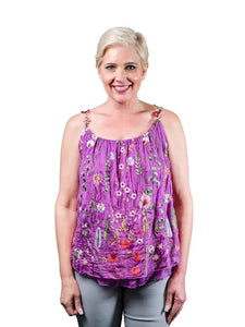 Maria Silk Embroidered Garden Cami