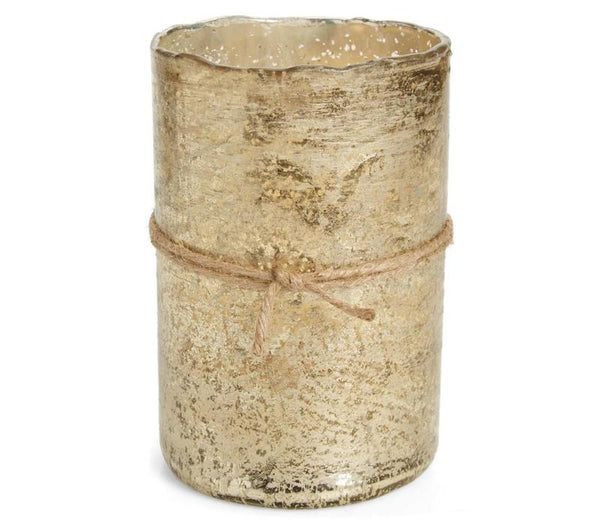 Matte Gold Hurricane Candle - Red Currant