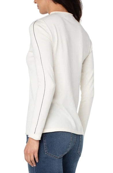 Mock Neck Rolled Hem Long Sleeve Sweater